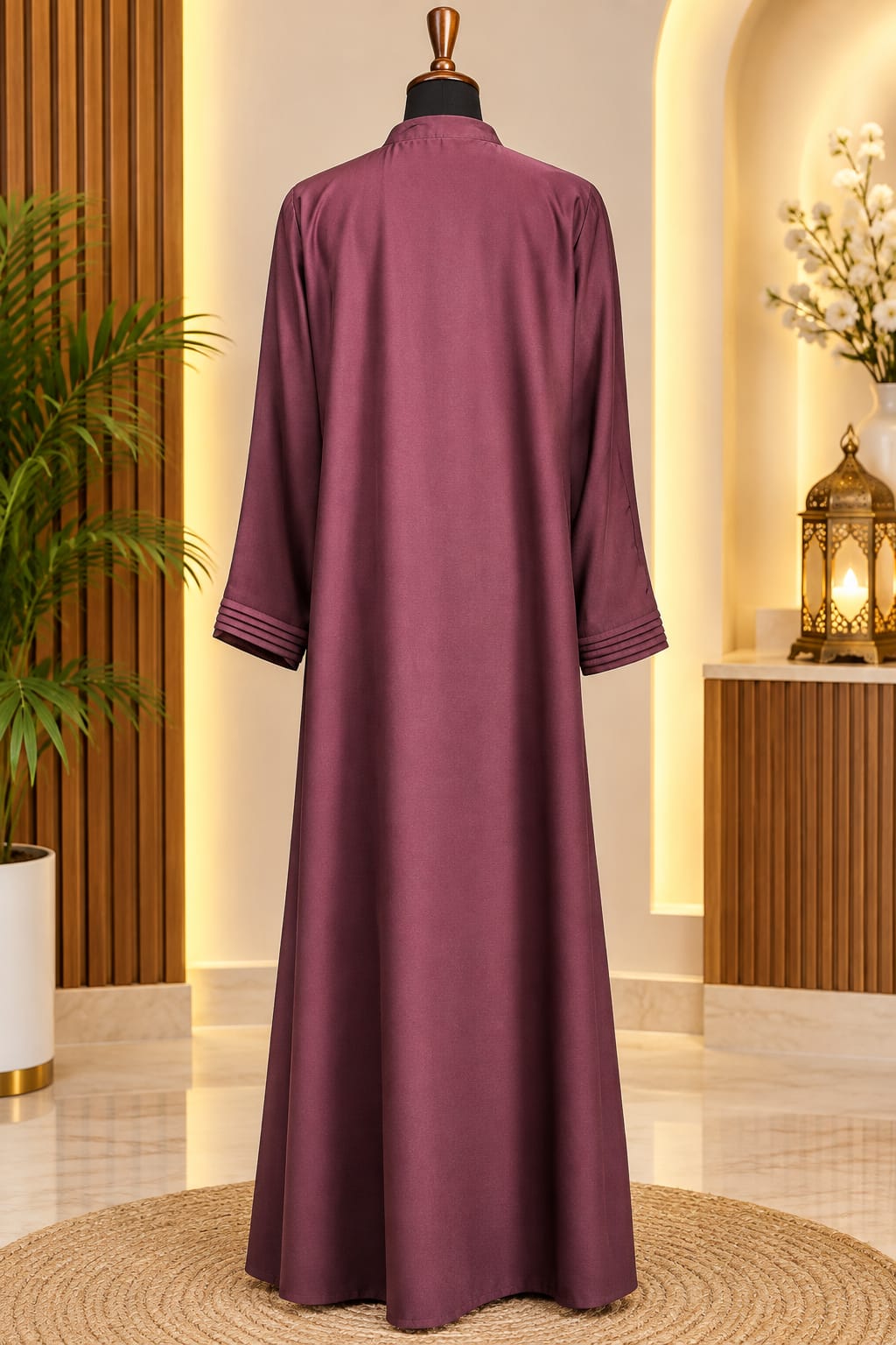 Royal Mauve Elegant Pleated Abaya