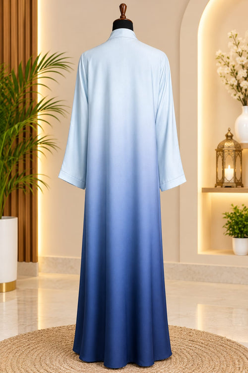 Ice Blue to Navy Blue Ombre Abaya