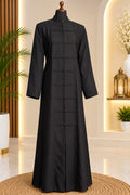Royal Black Button-Front Abaya