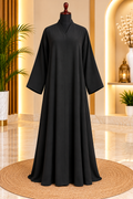 Midnight Black Full-Ghera Flared Abaya