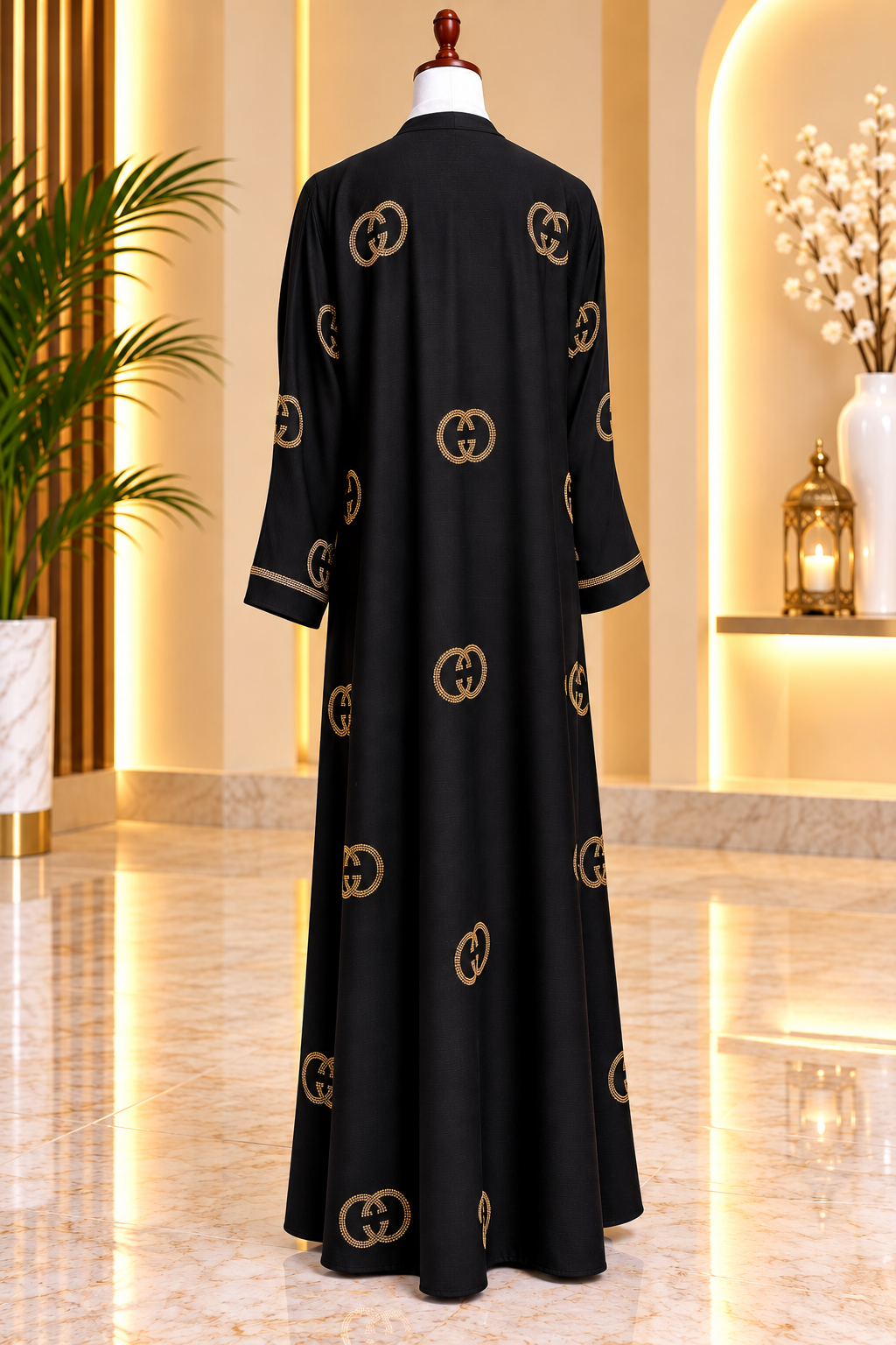 ✨ Golden Pearl Black Abaya