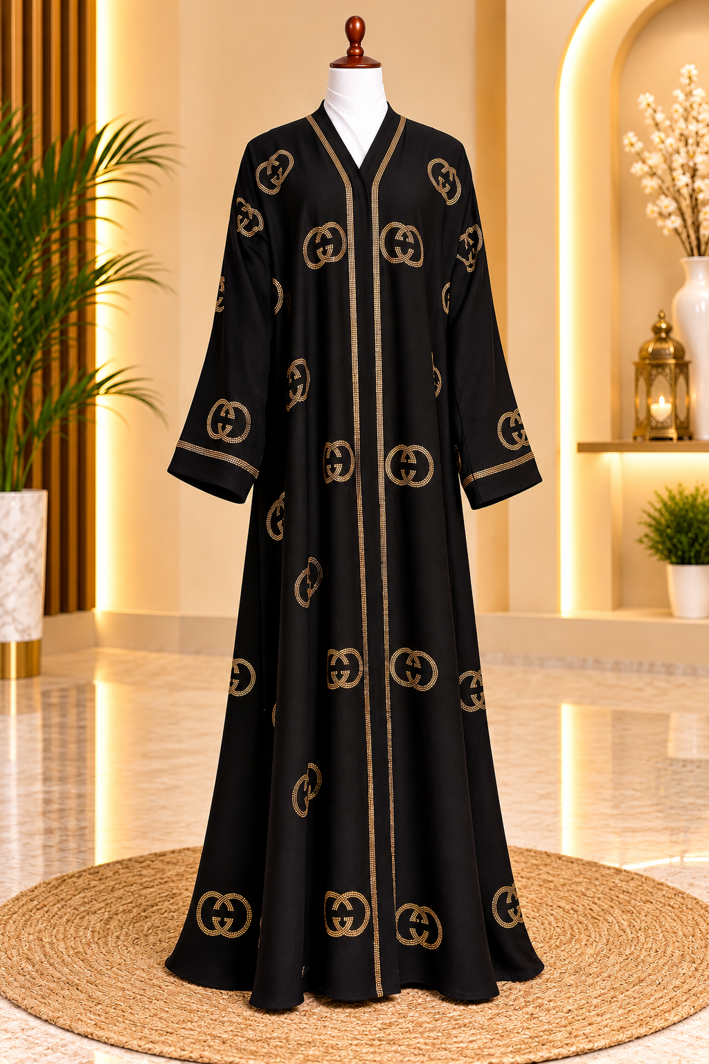 ✨ Golden Pearl Black Abaya