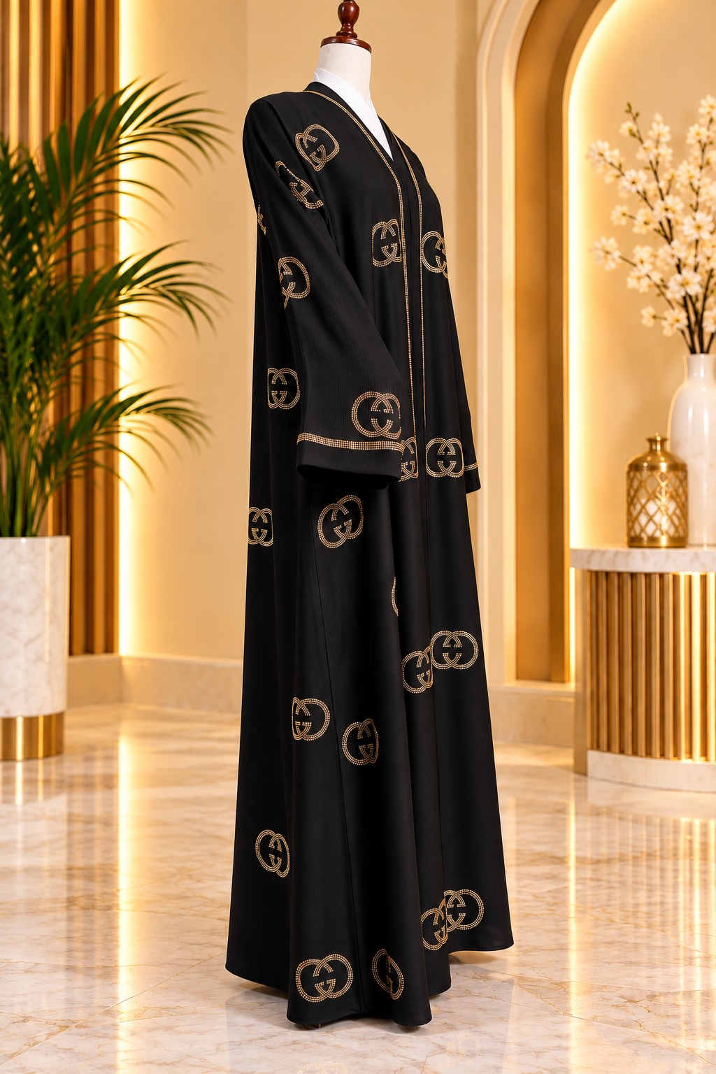 ✨ Golden Pearl Black Abaya